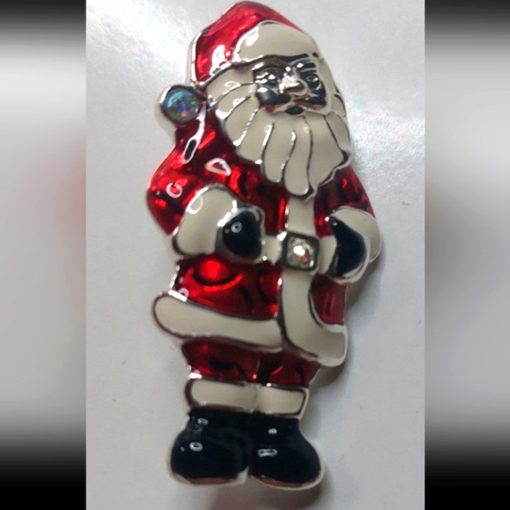 Christmas Holiday Metal Santa Pin Brooch